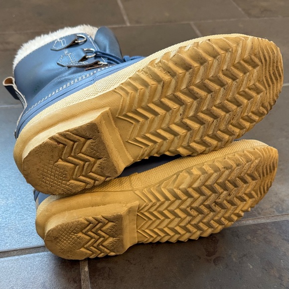 Sorel Vintage Manitou Blue Leather Winter Rain Snow Boots Wool Lined Size 8-8.5 - Picture 11 of 14